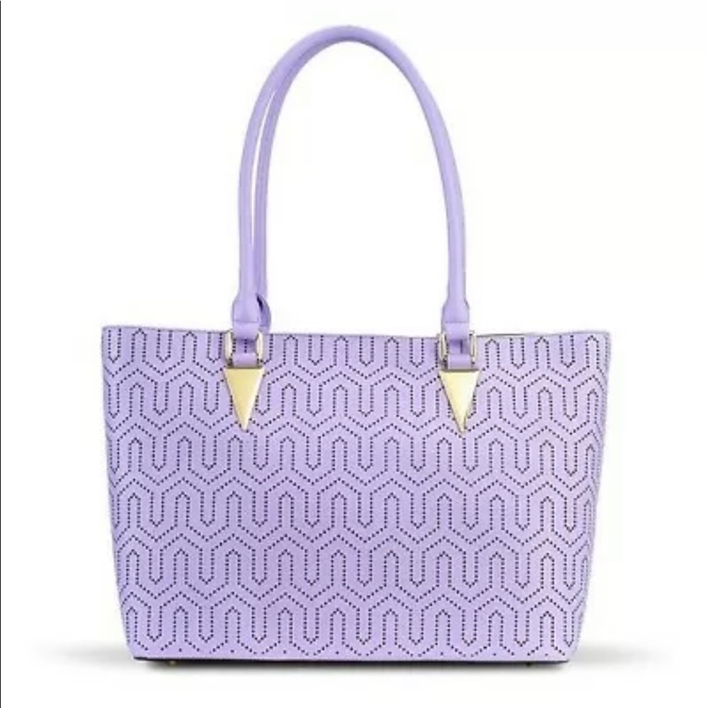 Bravo Fashion NATASHA PURPLE MIRCO PRINT TOTE LEATHER HANDBAG